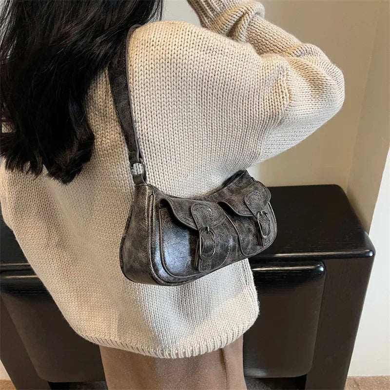 Double Pockets Shoulder Bag 