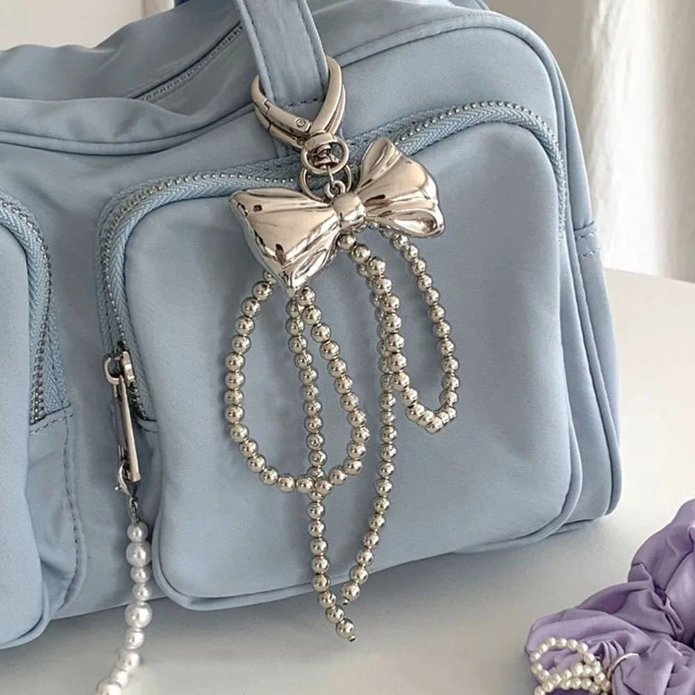 Pearl Bowknot Keychain 